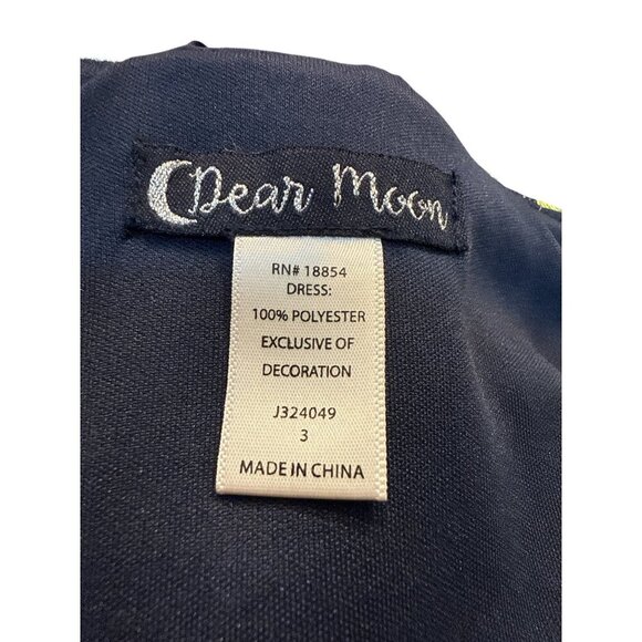 Dear Moon Floral Embroidered Fit & Flare Zipper Back Navy Mini Dress Size 3 EUC - Picture 6 of 6